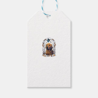 Pumpkin Goldie kostuum op Golden Retriever Hallowe Cadeaulabel