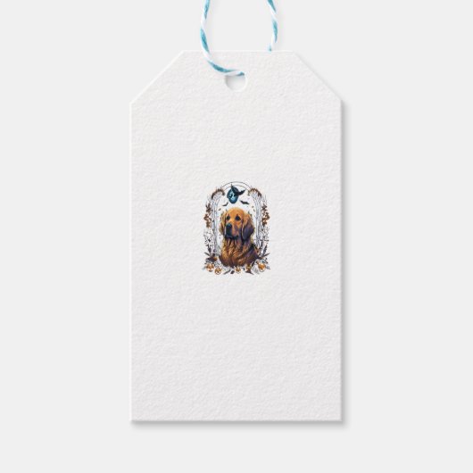 Pumpkin Goldie kostuum op Golden Retriever Hallowe Cadeaulabel (Voorkant)