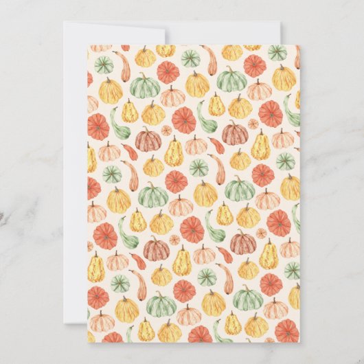 Pumpkin Gourd Autumn Baby Shower Kaart (Achterkant)