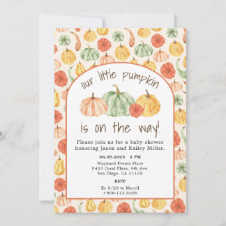 Pumpkin Gourd Autumn Baby Shower Kaart