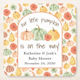 Pumpkin Gourd Autumn Baby Shower Kartonnen Onderzetters
