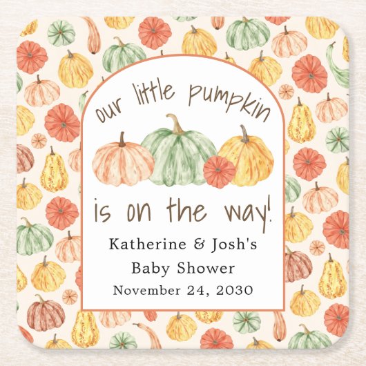Pumpkin Gourd Autumn Baby Shower Kartonnen Onderzetters (Voorkant)
