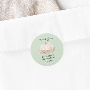 Pumpkin Green Baby shower Dank u Ronde Sticker