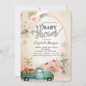 Pumpkin Green Truck, Rozen, Snowflakes Baby shower Kaart (Voorkant)
