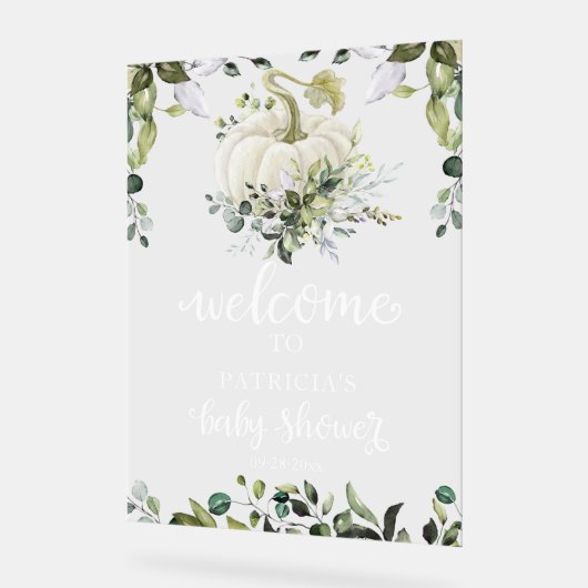 Pumpkin Greenery Fall Baby Shower Welcome Sign Acryl Bord (Hoek)