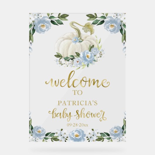 Pumpkin Greenery Fall Baby Shower Welcome Sign Acryl Bord (Voorkant)