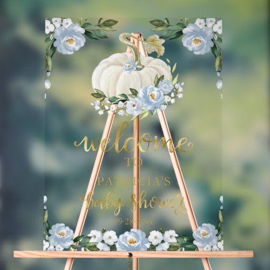 Pumpkin Greenery Fall Baby Shower Welcome Sign Acryl Bord (Neutraal)