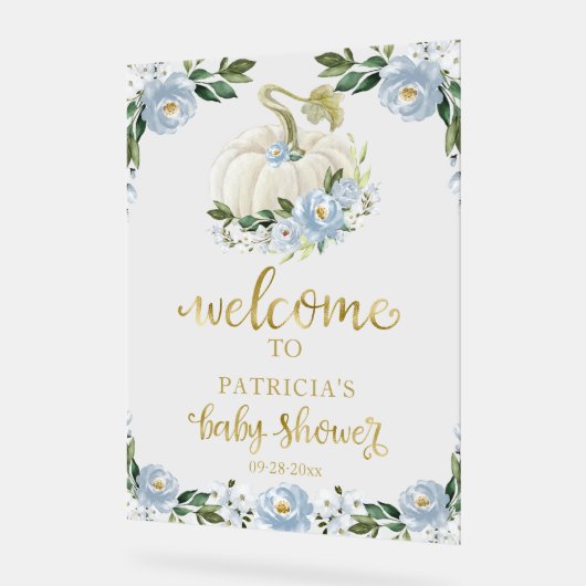 Pumpkin Greenery Fall Baby Shower Welcome Sign Acryl Bord (Hoek)