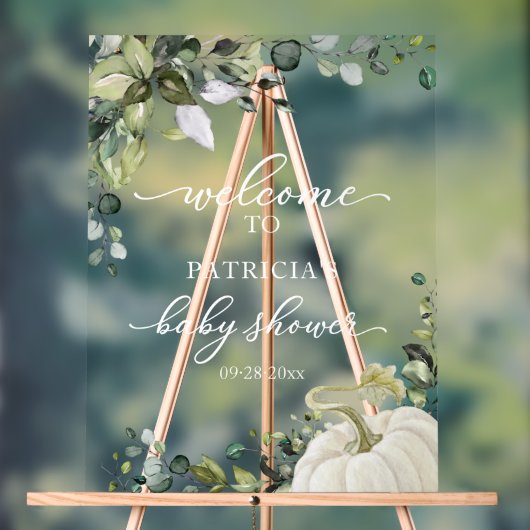 Pumpkin Greenery Fall Baby Shower Welcome Sign Acryl Bord (Neutraal)