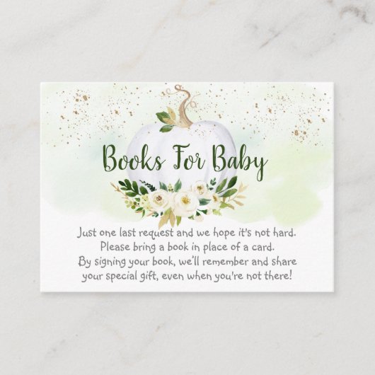 Pumpkin Greenery Gold Baby shower Book Request Informatiekaartje (Voorkant)