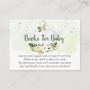 Pumpkin Greenery Gold Baby shower Book Request Informatiekaartje