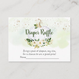 Pumpkin Greenery Gold Baby shower Diaper Raffle Informatiekaartje