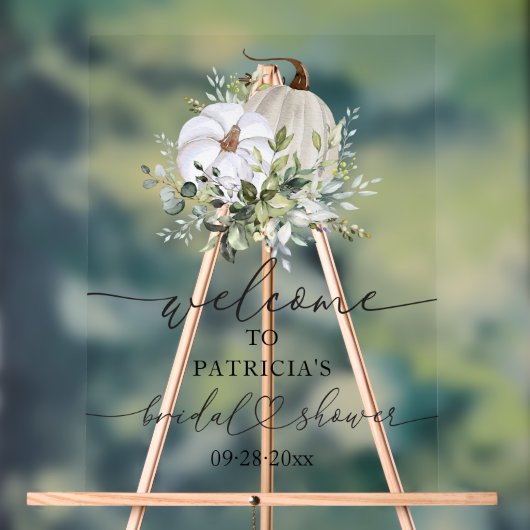 Pumpkin Greenery Herfst Vrijgezellenfeest Welkomst Acryl Bord (Neutraal)