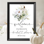 Pumpkin Greenery Herfst Vrijgezellenfeest Welkomst Poster<br><div class="desc">Mooie groenery pompoen welkomstbord voor herfst-getemperd vrijgezellenfeest. Eenvoudig aan te passen met uw details. Neem contact met me op via chat als je vragen hebt over het kunstwerk of je moet aanpassen. OPMERKING: voor hulp bij bestellingen,  verzendgegevens,  productinformatie,  enz.,  neemt u rechtstreeks contact op met Zazzle Customer Care: https://help.zazzle.com/hc/en-us/articles/221463567-How-Do-I-Contact-Zazzle-Customer-Support-.</div>