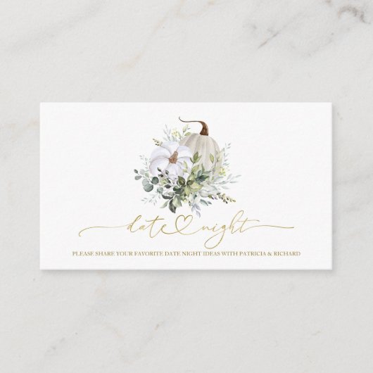 Pumpkin Greenery Vrijgezellenfeest Date Night Kaar Informatiekaartje (Voorkant)