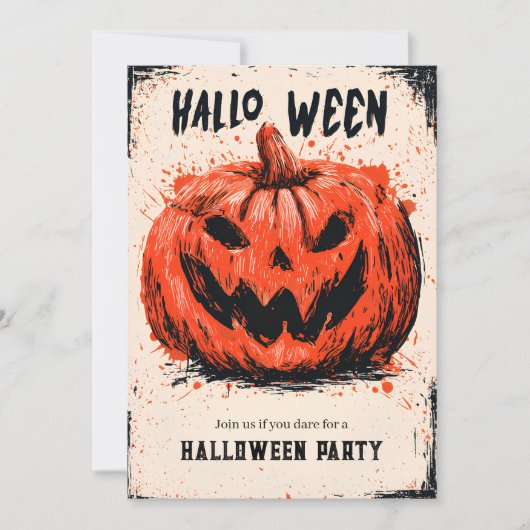 Pumpkin Grin Halloween Party Kaart (Voorkant)