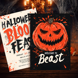 Pumpkin Grin Halloween Party Kaart