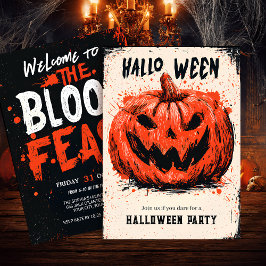 Pumpkin Grin Halloween Party Kaart