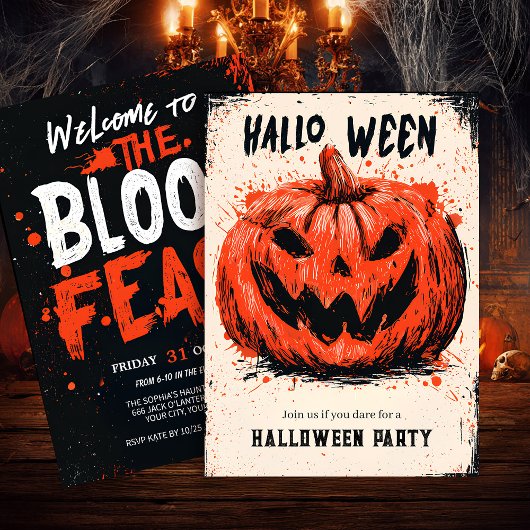 Pumpkin Grin Halloween Party Kaart