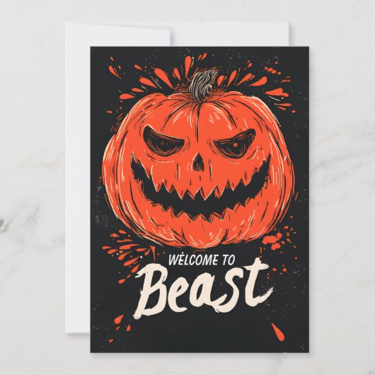 Pumpkin Grin Halloween Party Kaart (Voorkant)
