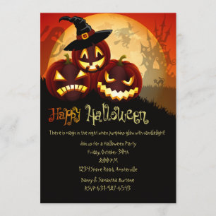 Pumpkin Grins Halloween Invitation Kaart