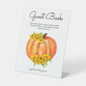 Pumpkin Guest Book Baby shower Weddenschap Reclamebord Met Voetstuk (Voorkant)