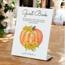 Pumpkin Guest Book Baby shower Weddenschap Reclamebord Met Voetstuk
