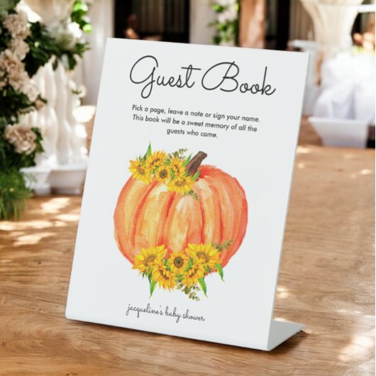 Pumpkin Guest Book Baby shower Weddenschap Reclamebord Met Voetstuk