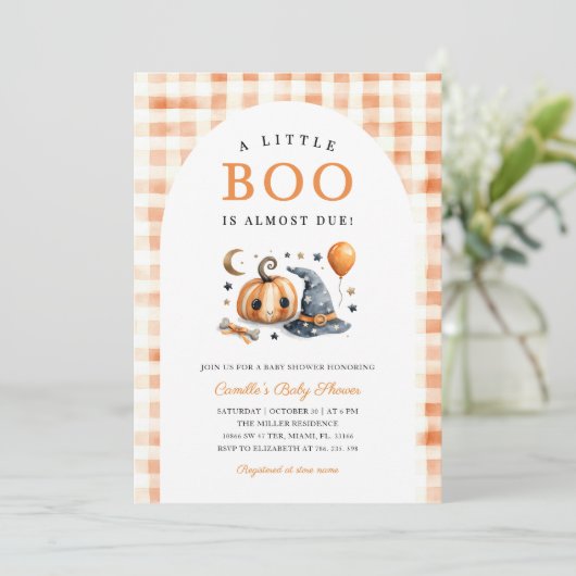 Pumpkin Halloween Baby shower Uitnodiging (Staand voorkant)