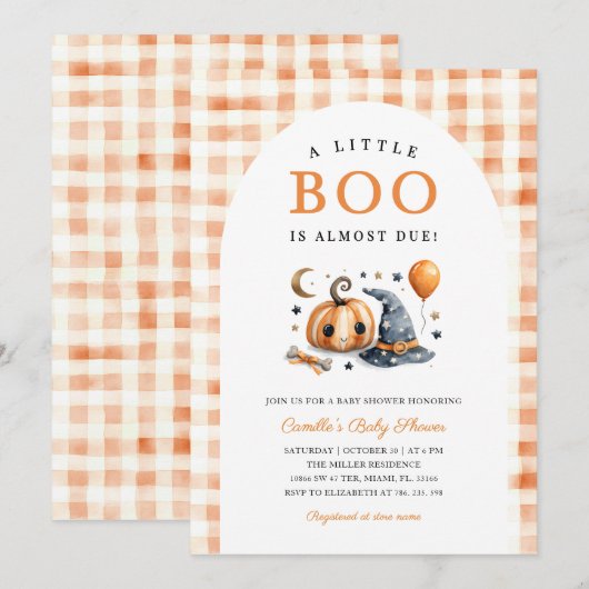 Pumpkin Halloween Baby shower Uitnodiging (Voorkant / Achterkant)