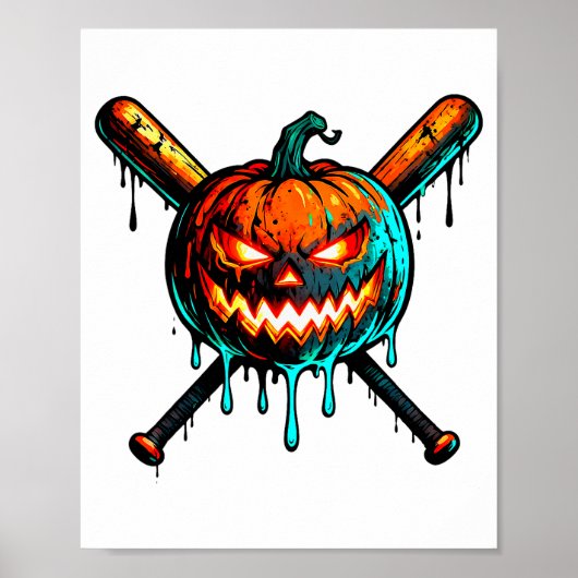 Pumpkin Halloween Baseball Ice Cream Drip Soky Boy Poster (Voorkant)