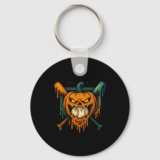 Pumpkin Halloween Baseball Ice Cream Drip Soky Boy Sleutelhanger (Voorkant)