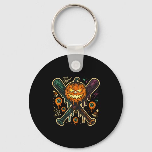 Pumpkin Halloween Baseball Ice Cream Drip Soky Boy Sleutelhanger (Voorkant)