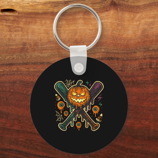 Pumpkin Halloween Baseball Ice Cream Drip Soky Boy Sleutelhanger (Voorkant)