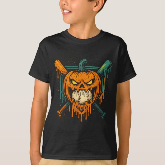 Pumpkin Halloween Baseball Ice Cream Drip Soky Boy T-shirt (Voorkant)