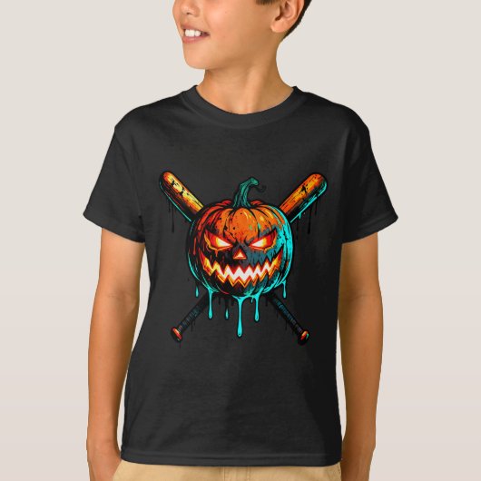 Pumpkin Halloween Baseball Ice Cream Drip Soky Boy T-shirt (Voorkant)