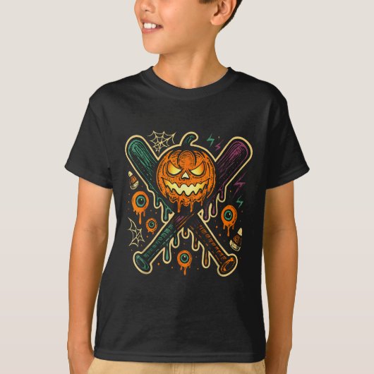 Pumpkin Halloween Baseball Ice Cream Drip Soky Boy T-shirt (Voorkant)