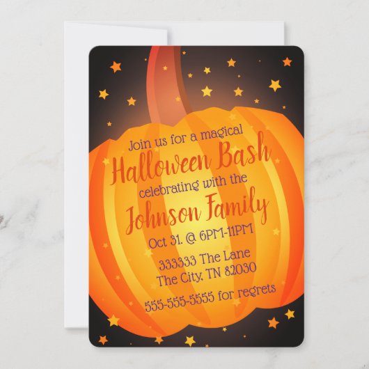 Pumpkin Halloween Bash Party Spooky Celebration Kaart (Voorkant)