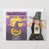 Pumpkin Halloween Birthday-uitnodigingen met foto Kaart (Voorkant)