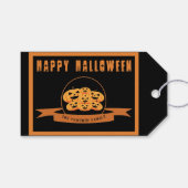 Pumpkin Halloween Black en Oranje Gift Label Cadeaulabel (Voorkant (Horizontaal))