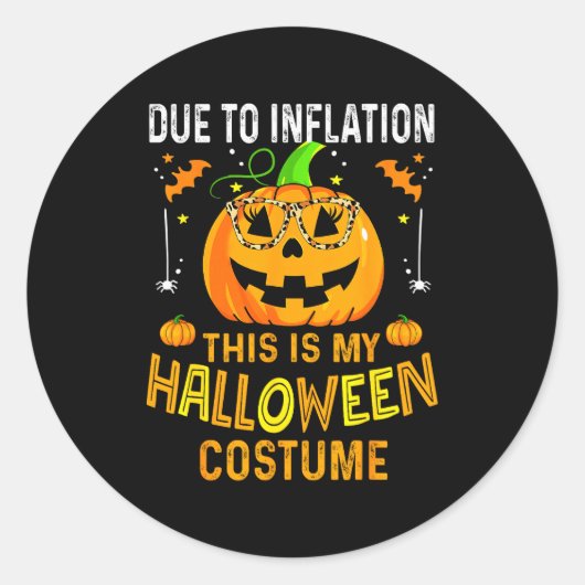 Pumpkin Halloween Costume Men Women Funny Hallowee Ronde Sticker (Voorkant)