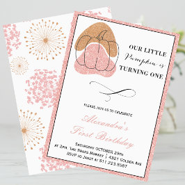 Pumpkin Halloween, eerste verjaardag, roze Herfst Kaart