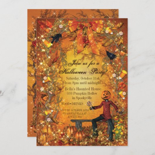 PUMPKIN HALLOWEEN FEESTUITNODIGING KAART (Voorkant / Achterkant)