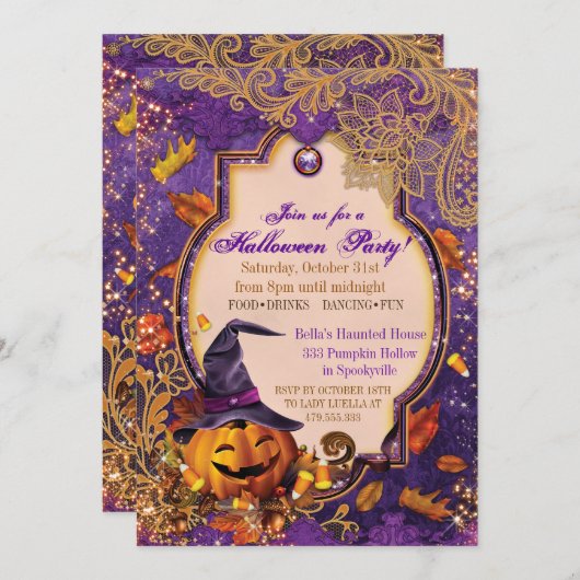 PUMPKIN HALLOWEEN FEESTUITNODIGING KAART (Voorkant / Achterkant)