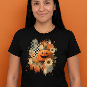 Pumpkin Halloween Geruite Board retro T-shirt