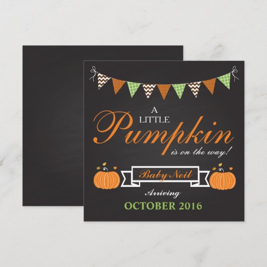 Pumpkin Halloween Herfst Zwangerschapskaart Aankondiging (Voorkant / Achterkant)