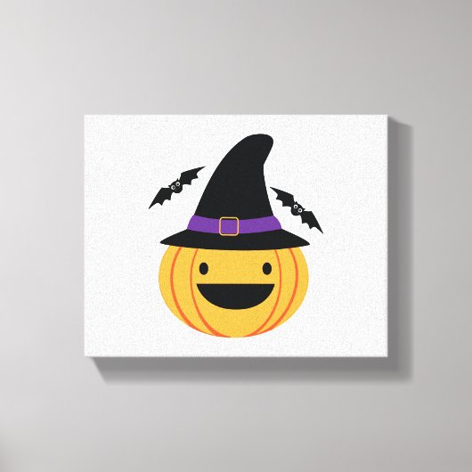 Pumpkin Halloween Jack O Lantern Bat Canvas Afdruk (Voorkant)