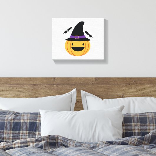 Pumpkin Halloween Jack O Lantern Bat Canvas Afdruk (Insitu (Slaapkamer))