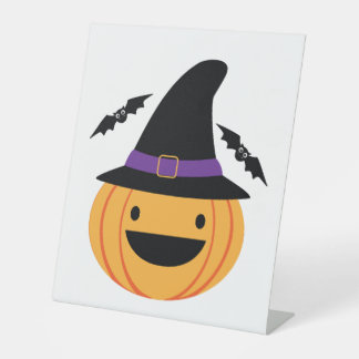 Pumpkin Halloween Jack O Lantern Bat Reclamebord Met Voetstuk
