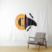 Pumpkin Halloween Jack O Lantern Bat Wandkleed (In Situ (horizontaal))